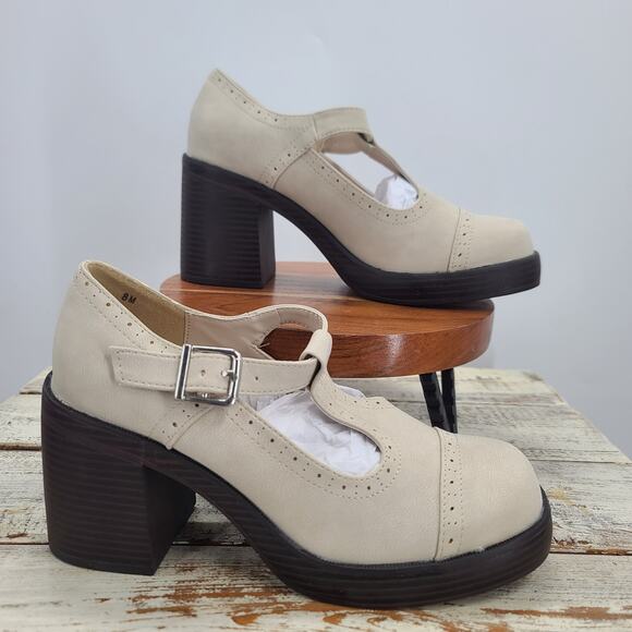 Jellypop Xena Classic block heel Mary Janes shoes 8 med Schoolgirl preppy Goth - Picture 1 of 9